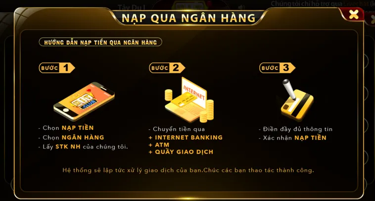 Hướng dẫn nạp tiền Hiclub qua tài khoản ngân hàng nội địa.