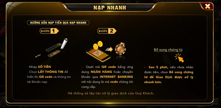 Hình thức nạp nhanh qua ví điện tử nhanh chóng được phổ biến tại cổng game Hitclub.