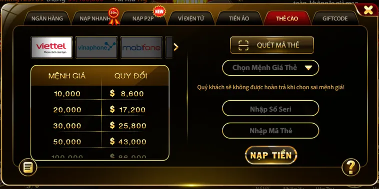 Hướng dẫn nạp tiền Hiclub qua tài khoản ngân hàng nội địa.