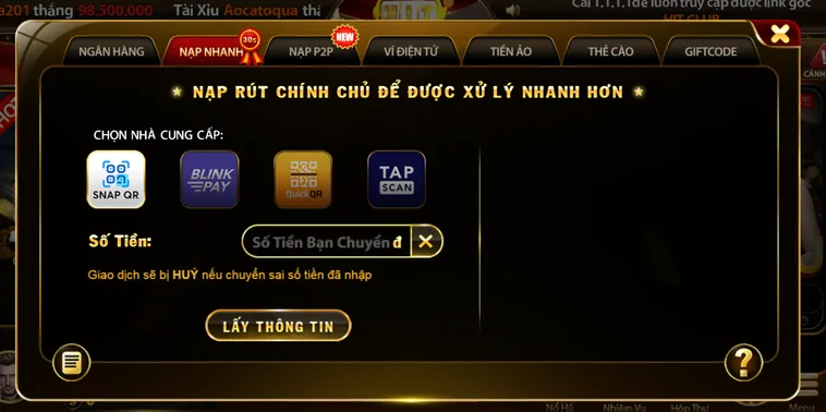 Nạp rút minh bạch rõ ràng tại cổng game Go88.